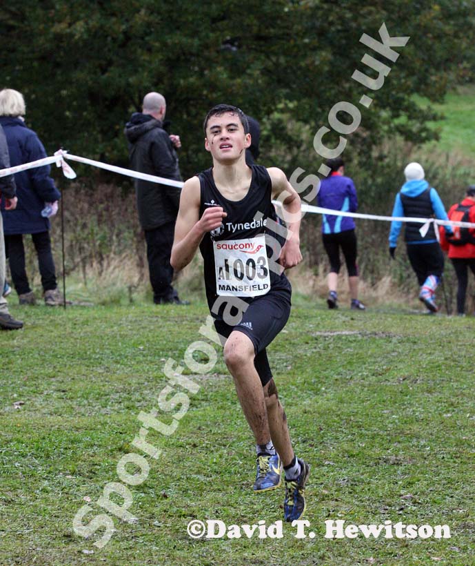 Tynedale Harriers 1st leg runner in the under-15s at the National Cross Country Relays, Berry Hill Park, Mansfield. Photo: David T. Hewitson/Sports for All Pics